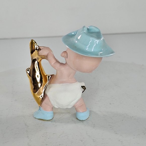 Freeman McFarlin Baby Holding Fish Figurine Diaper Pin Original Box - Picture 5 of 8
